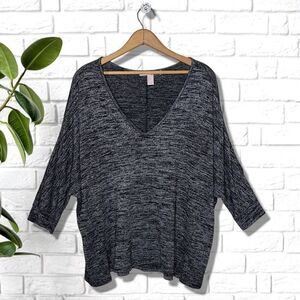 Forever 21 Marled Grey & Black Dolman Sleeve Top
